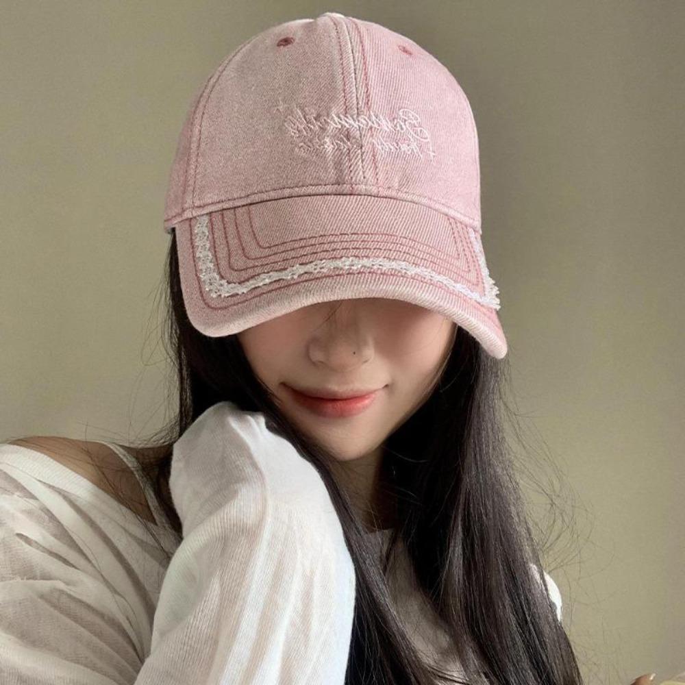 Sunscreen Lace Baseball Cap Hip-hop Cotton Hat Simple Embroidered Letter Cap  Girls