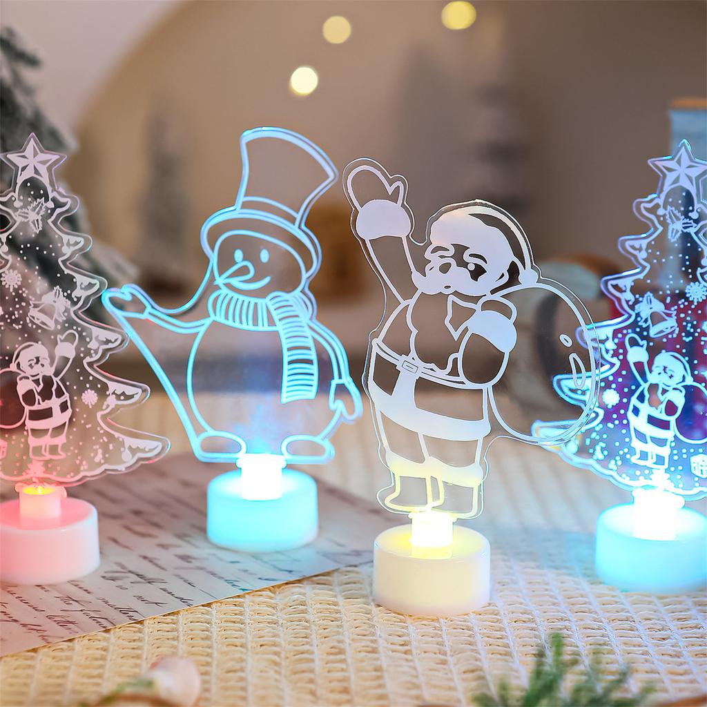 Glowing LED Christmas Acrylic Decoration With Changing Light Battery Powered Desktop LED Lamp for Christmas Centerpieces