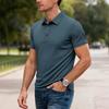 European and American Summer Ice Feeling Men's Short-sleeved Lapel Button European and American Elastic Casual T-shirt Polo Shirt