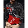 Herren Herbst und Winter 3D-Druck Rundhals Langarm T-Shirt Mode Vielseitig Trend Atmungsaktiv Lässig