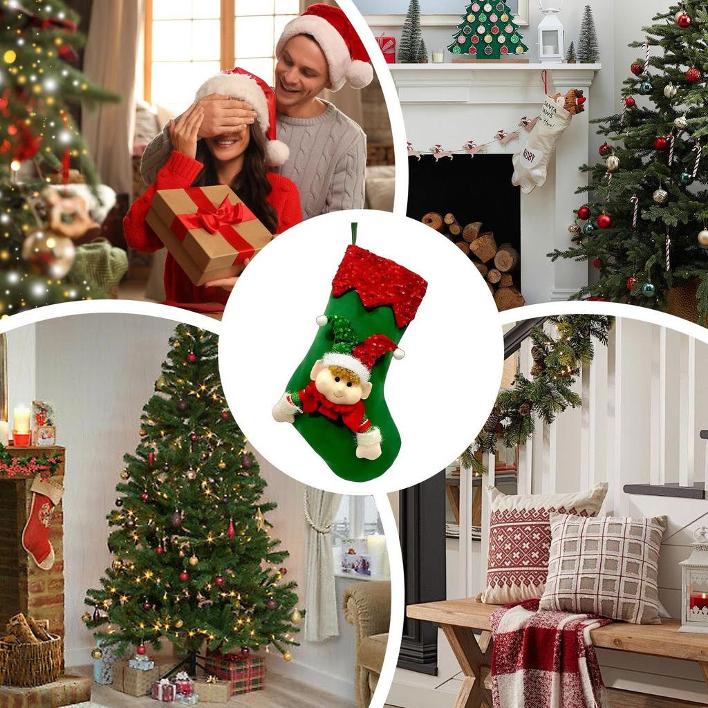 Stockings Christmas Cute Treat Stocking Bag Christmas Decorations For Family Kids Tree Home Mantel Holiday Fireplace Party Candy