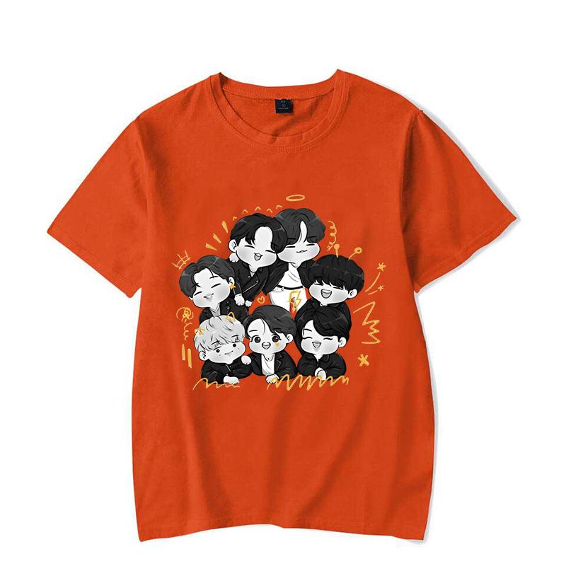 Novas Camisetas Kpop com Estampa de Desenho Animado Moda Y2k Feminina Verão Camiseta Femme Casual Manga Curta Gola Redonda Tops Camisetas