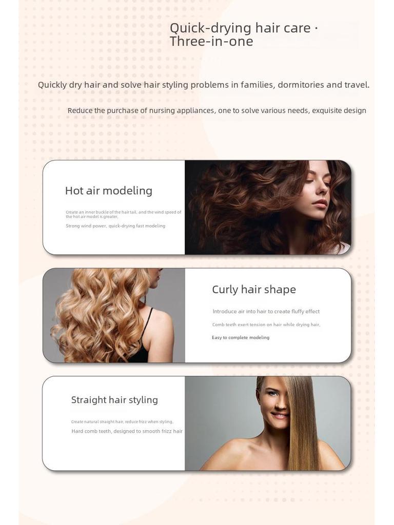 Drei-in-Eins Heißluftkamm mit negativen Ionen: Locken, Glätten & Stylen