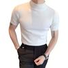 Black Ribbed Short Sleeve Knit Sweater Slim Fit Soft Breathable Summer Casual Daily Top
