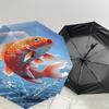 1PC Koi fish Automatic Open/Close Umbrella with Windproof, 8-Rib Sturdy Canopy, Durable Ribs, Fashionable Design, Outdoor Accessory, Fun Prin, Holiday