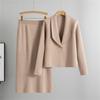 Women's Autumn And Winter Two-Piece Dress Set  Temperament Cardigan Sweater Jacket Dress Set