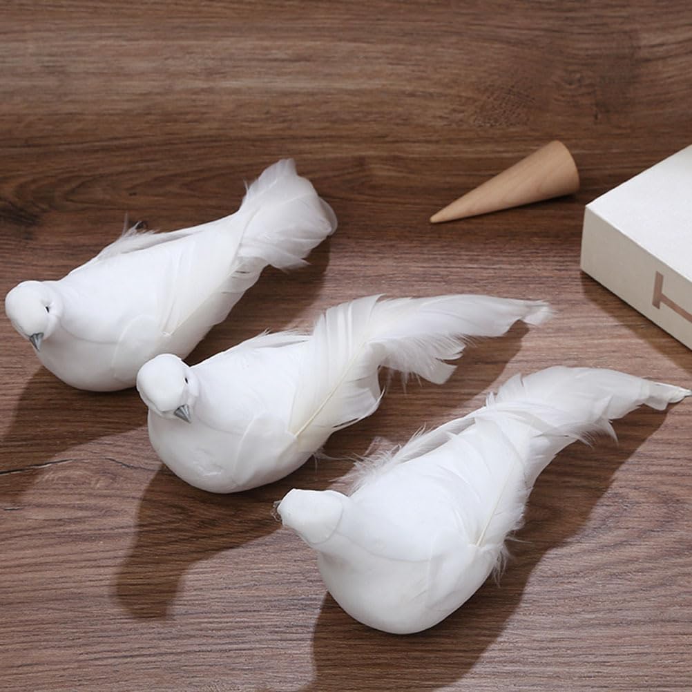 PRETYZOOM 2pcs White Christmas Birds Artificial Peace Dove Ornament Christmas Bird Ornaments with Clips Christmas Tree Bird Ornament Decorations