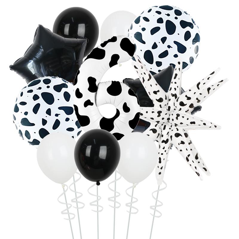 Animal Pattern Cow Pattern Series Printed Latex Ball Digital Column Explosion Star Balloon Children's Birthday Party Decoration