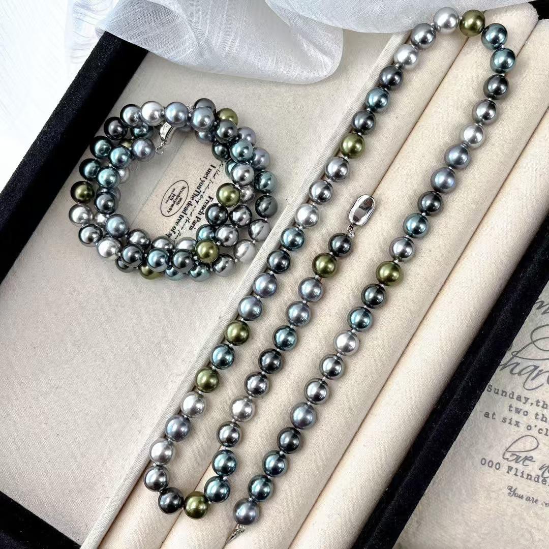 10Mm Vintage High Quality High Gloss Morandi Tahitian Faux Pearl Necklace Sweater Chain
