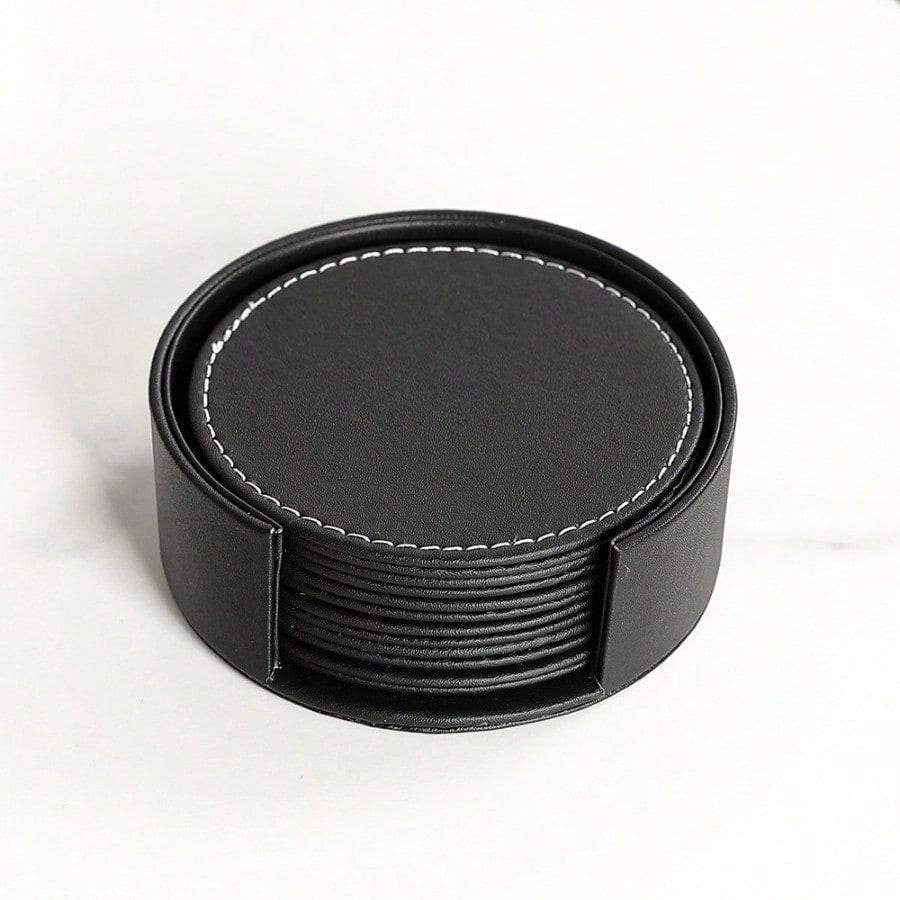 6Pcs/set Leather Coaster PU Leather Dining Table Mat Coffee Coaster Thermal Insulation Water Cup Mat