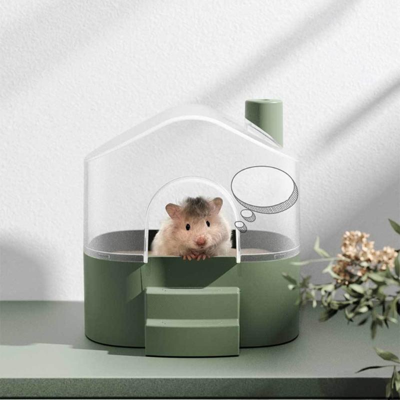 Clearly View 360Degree Hamster Sand Bath House SplashProof Base For Exploration Sleep Hideouts Easy Cleaning Maintenance