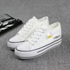 Fashion 2024 New Thick-Soled White Shoes Daisy Canvas Shoes Women's Half-slipper Half-Drag Low-Top Shoe 6cm Internal Increased Sneaker