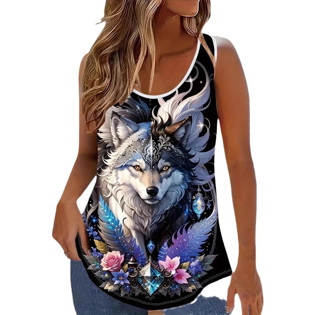 Summer New Casual Versatile Fashion Colorful Animal Patterns Large Size Vest Comfortable Women's Loose Breathable Sleeveless Vest