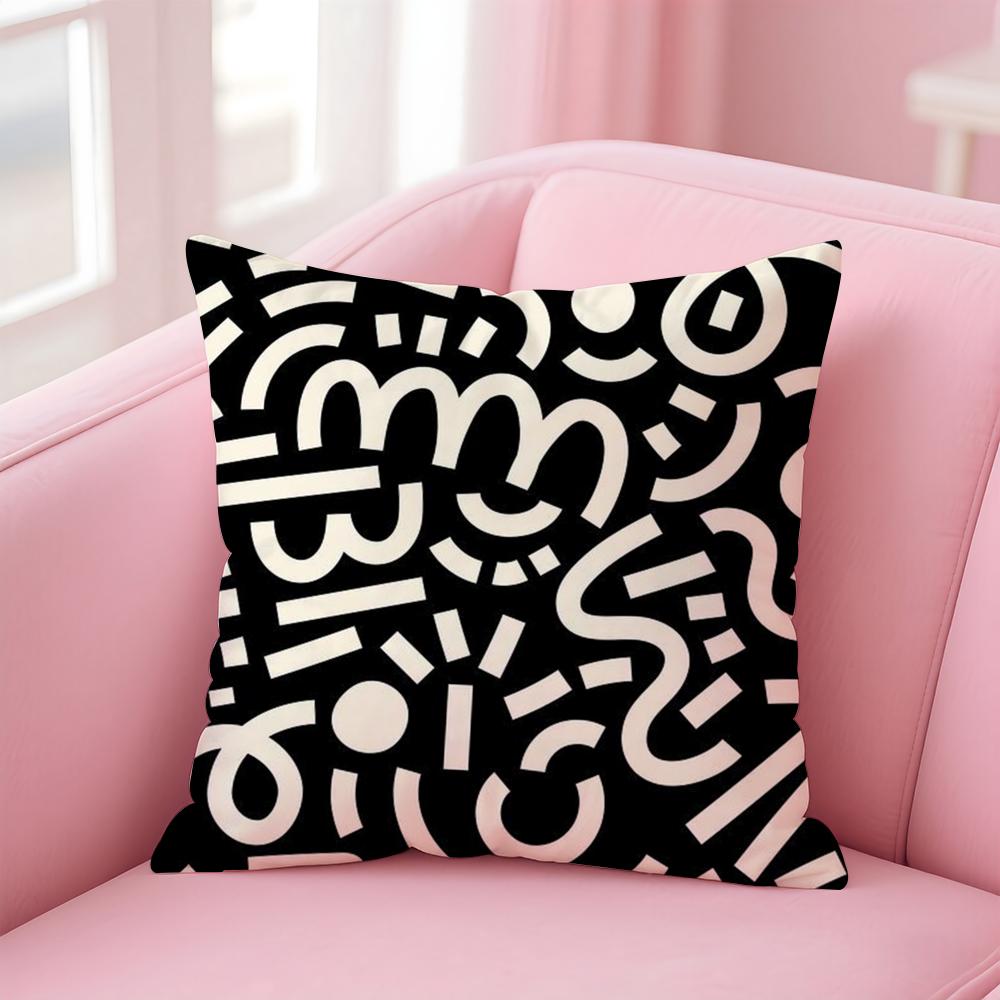 Advanced Black White Cushion Cover Linen Pillowcase Cover Soft Decor for Sofa Home Room
