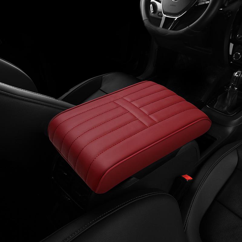Diamond Quilted Nappa Leather Car Armrest Pad with Memory Foam