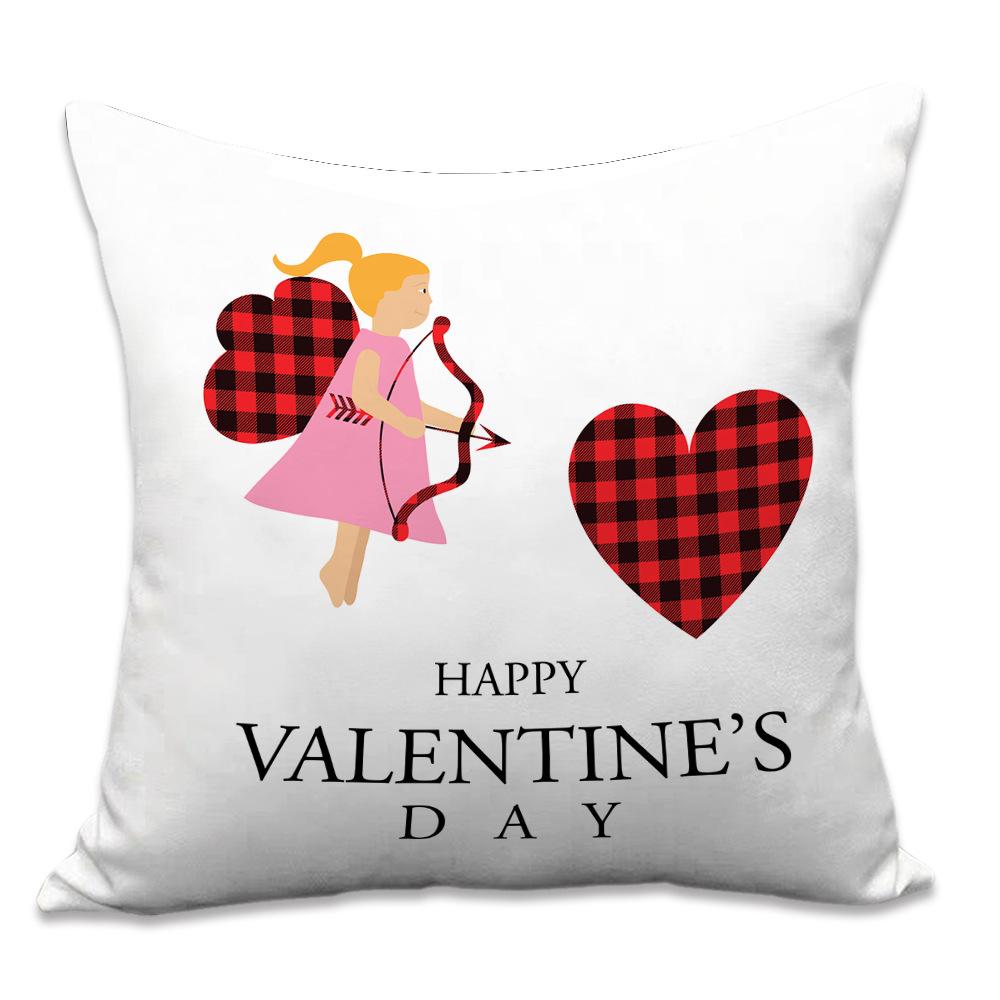 Valentine's Day Letters Black and White Cotton Linen Super Soft Peach Leather Velvet Pillowcase Sofa Home Cushion Cover