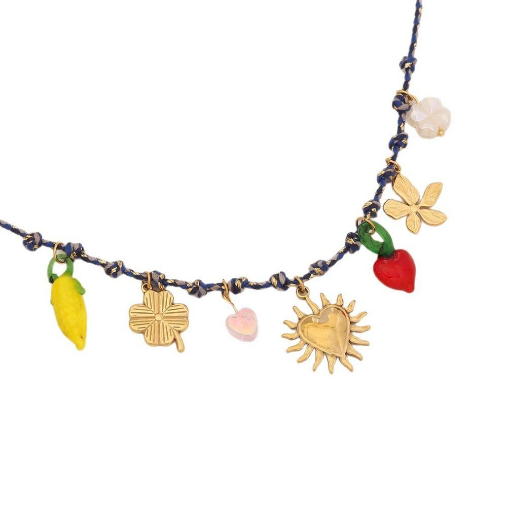 Knotting Rope Shell Pendant Necklace Ocean Series Clavicle Necklace Starfish Necklace  Summer