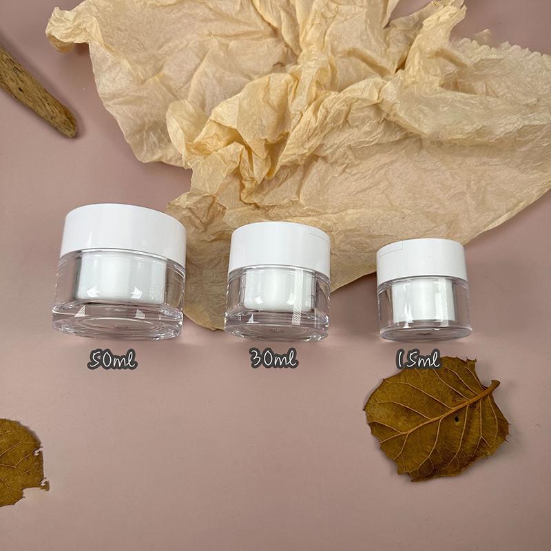 Empty Cream Jar Refillable Lotion Bottle With Spoon 15/30/50G Airless Pump Jar Refillable Acrylic Cream Bottle Vacuum Bottle