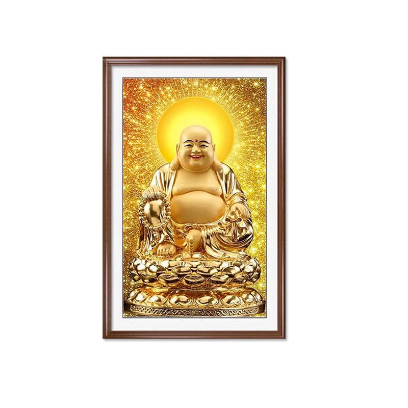 

Золотое тело Будды Майтрейи 5d Алмазная картина Гостиная Новая китайская мозаика Искусство Полное бриллиантовой улыбки Открытое пятно Стик Алмазная вышивка крестом 100-50CM белый
