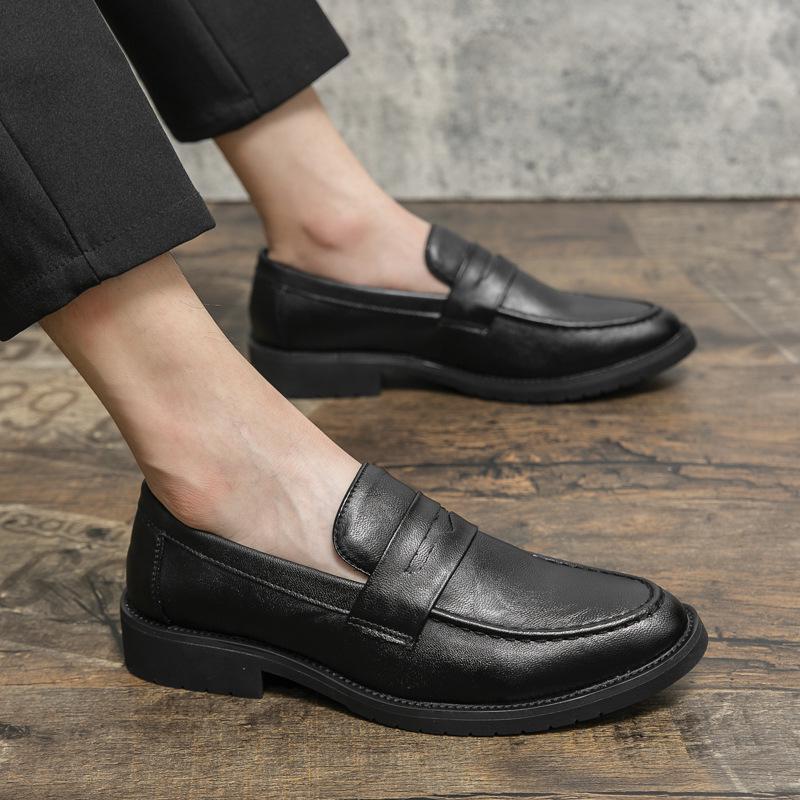 Men's British Style Slip-on Loafers: Comfortable, Breathable Business Casual Leather Shoes