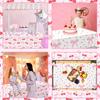 Bow Table Cloth,2 PCS Cherry Tableclothes,Pink Bow Waterproof Disposable Plastic Tablecovers for Birthday Bridal/Baby Shower Cherry-Themed Party