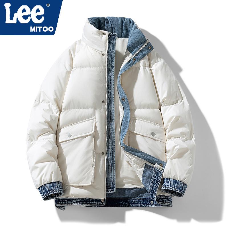 

Lee&Mitoo American Retro Patchwork Men s Warm White Duck Down Jacket 4XL слонова кістка