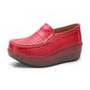 Genuine Leather Wedges Heels Shoes Fashion 5cm Platform Shoes Women Non-slip Walking Loafers