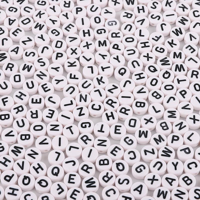 4 * 7Mm Acrylic Letter Bead Flat Bead Handmade Diy Children'S Early Education Beaded Jewelry Accessories Bracelet