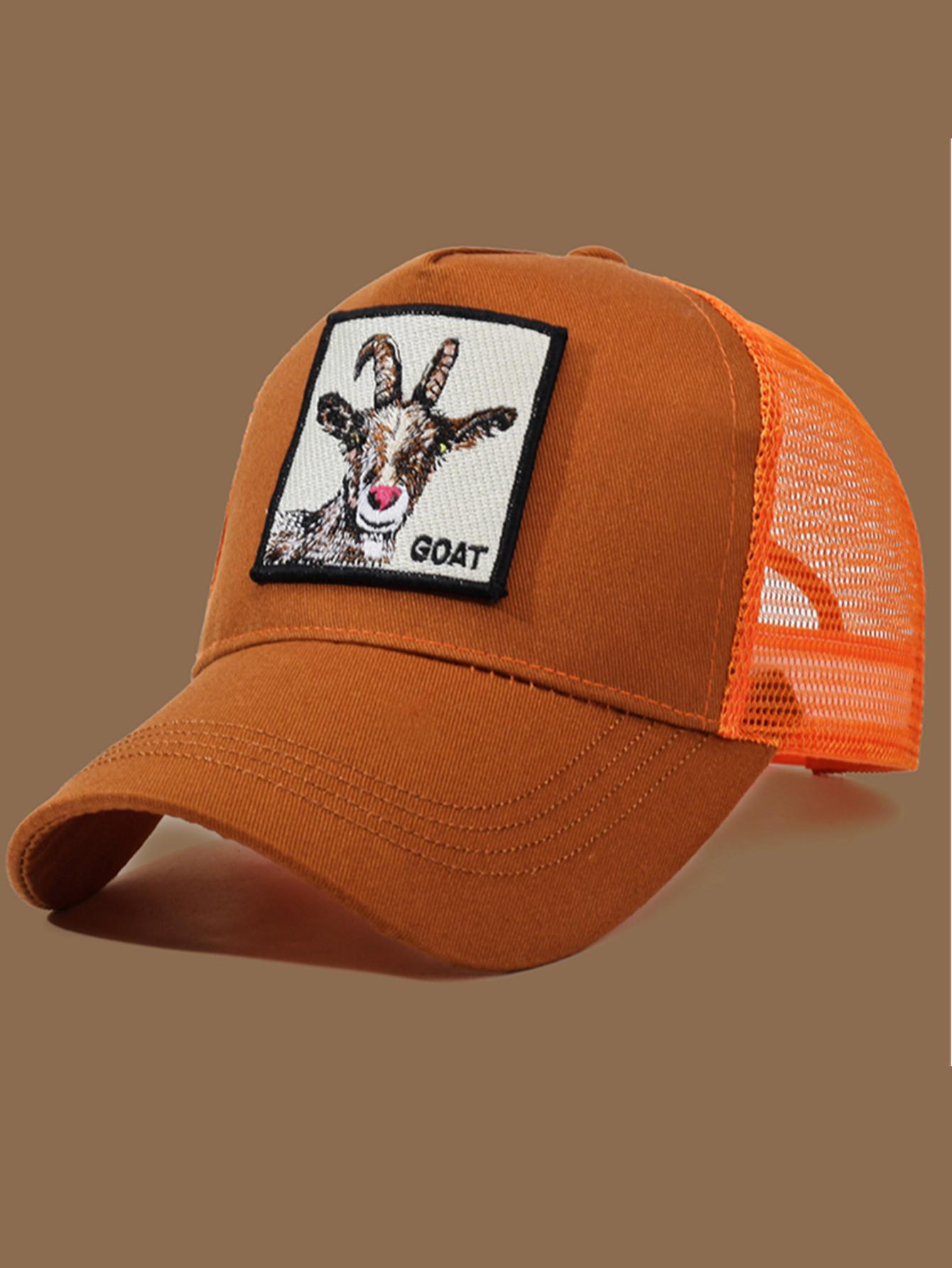 Yiran bag Unisex Trucker Cap Met Geitenborduurwerk & Applicatie - Ideaal Voor Dagelijkse Casual Kleding, Sport En Reizen