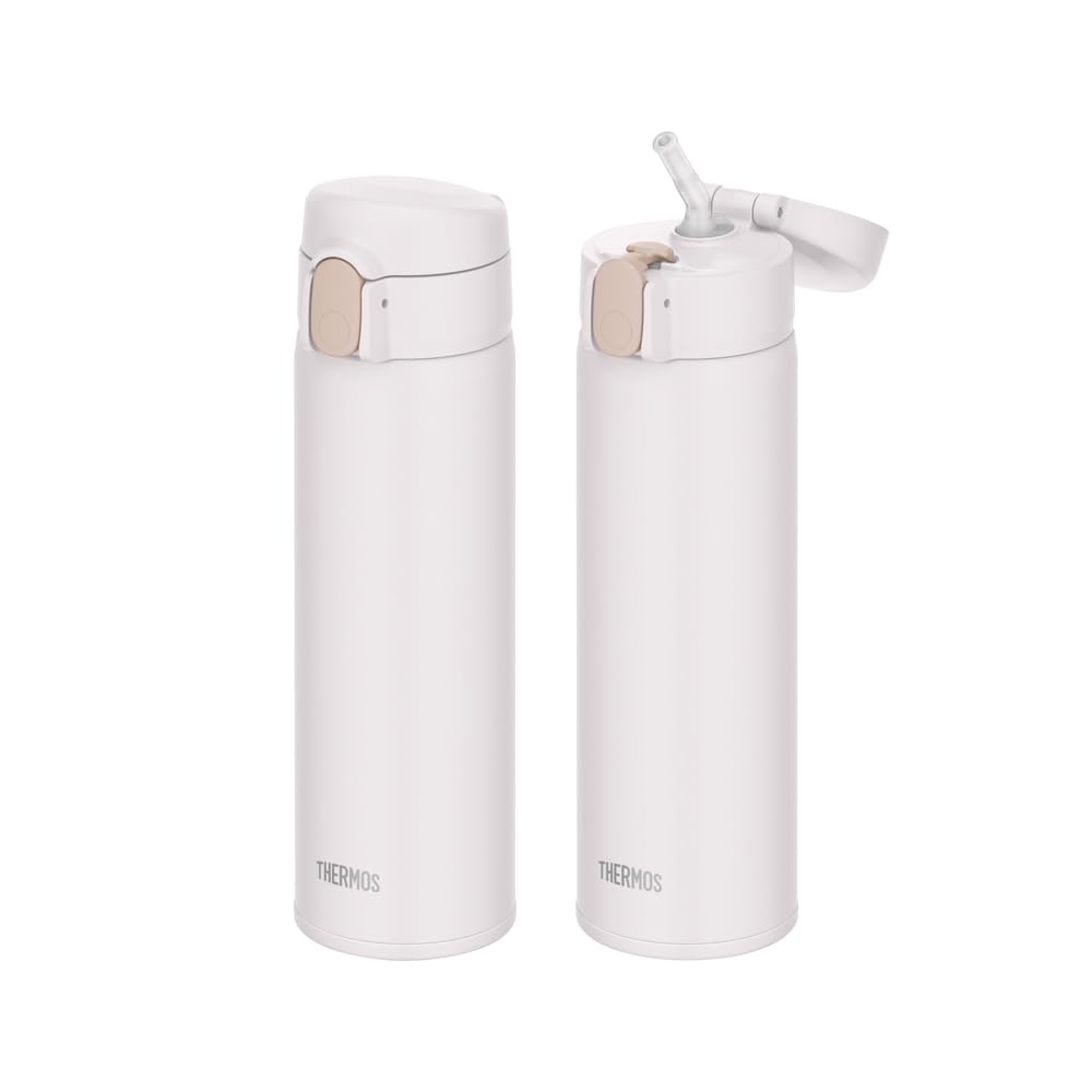 Thermos Vacuum Insulated Straw Bottle, 510ml, White, Keeps Drinks Cold Only, FKA-500 WH