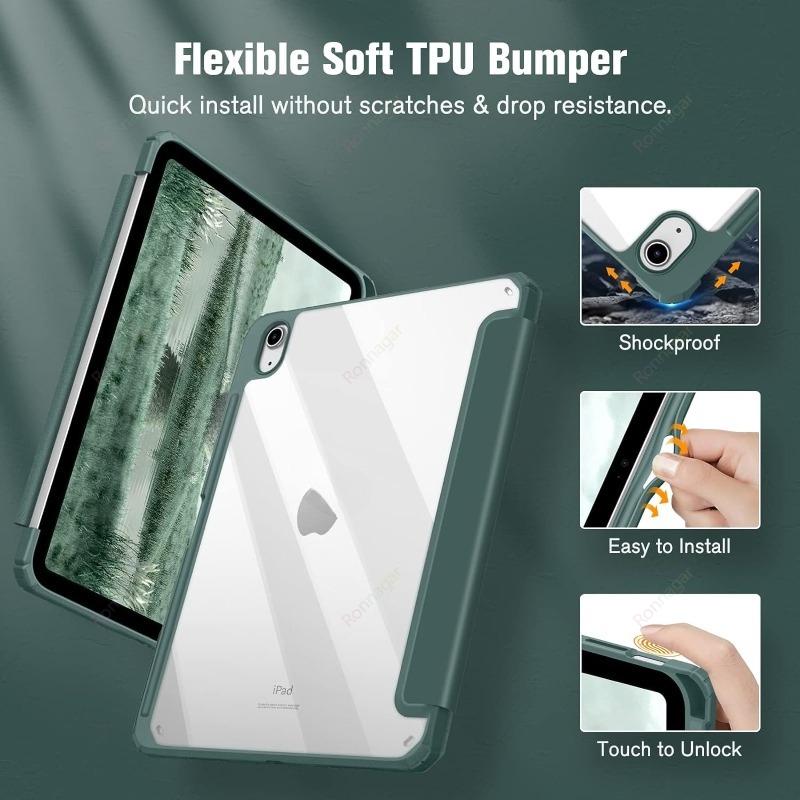 With Pencil Holder Case For iPad (A16) (A19) 11th 12th Gen Air11 13 11 Pro11 12.9 13 Air 3 4 5 10.9 7 8 9th 10.2