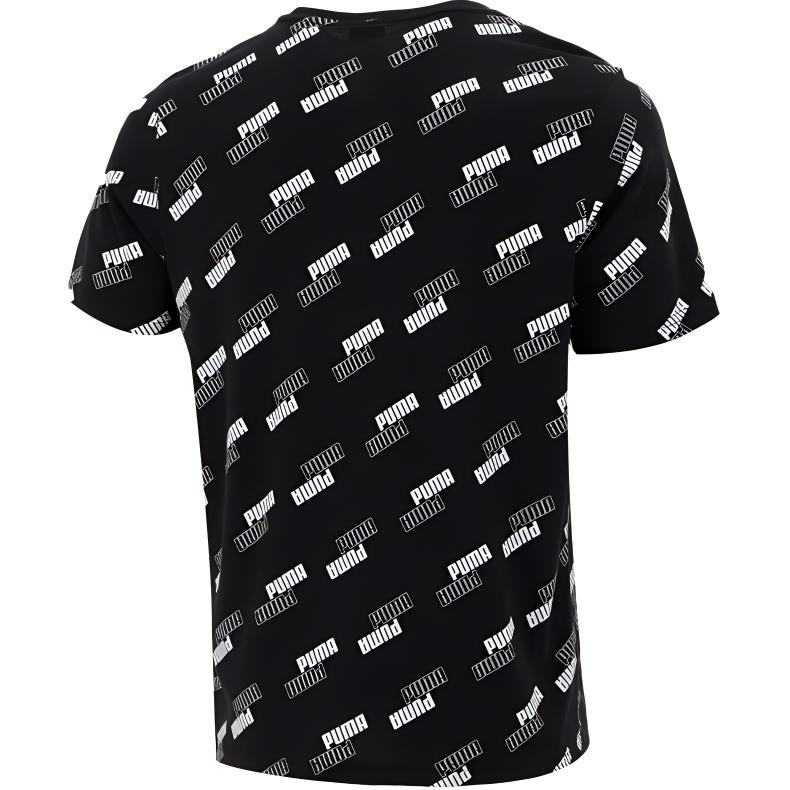 Puma All-Over Logo Print Crew Neck Breathable Short Sleeve T-Shirt Men Tops Black 846430-01