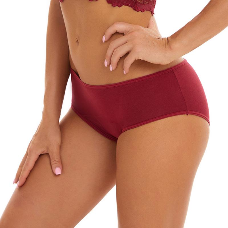 4 Peças/Lote 1Vermelho+1Azul+1Preto+1Cinzento Calcinhas Menstruais para Mulheres Calcinhas de Algodão à Prova de Vazamentos