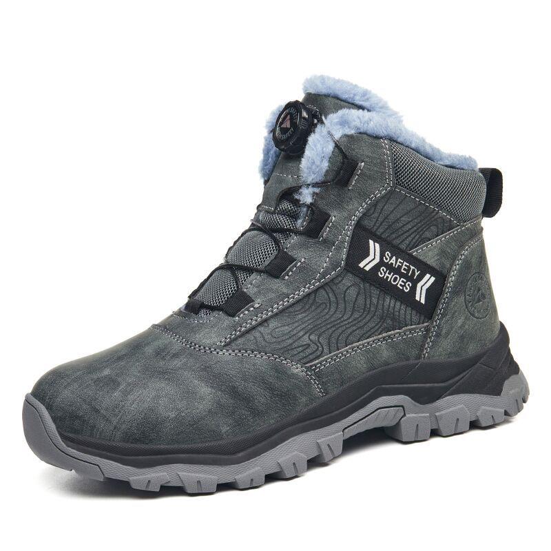 

Rotating Button Safety Shoes Men Steel Toe Boots Winter Leather Work Shoes Men s High Top Work Safety Boots Man Protective Boots 44