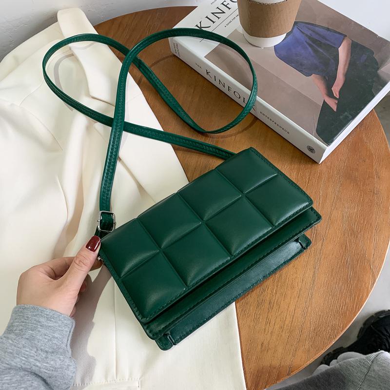 Women Plaid PU Leather Small Square Shoulder Crossbody Purse