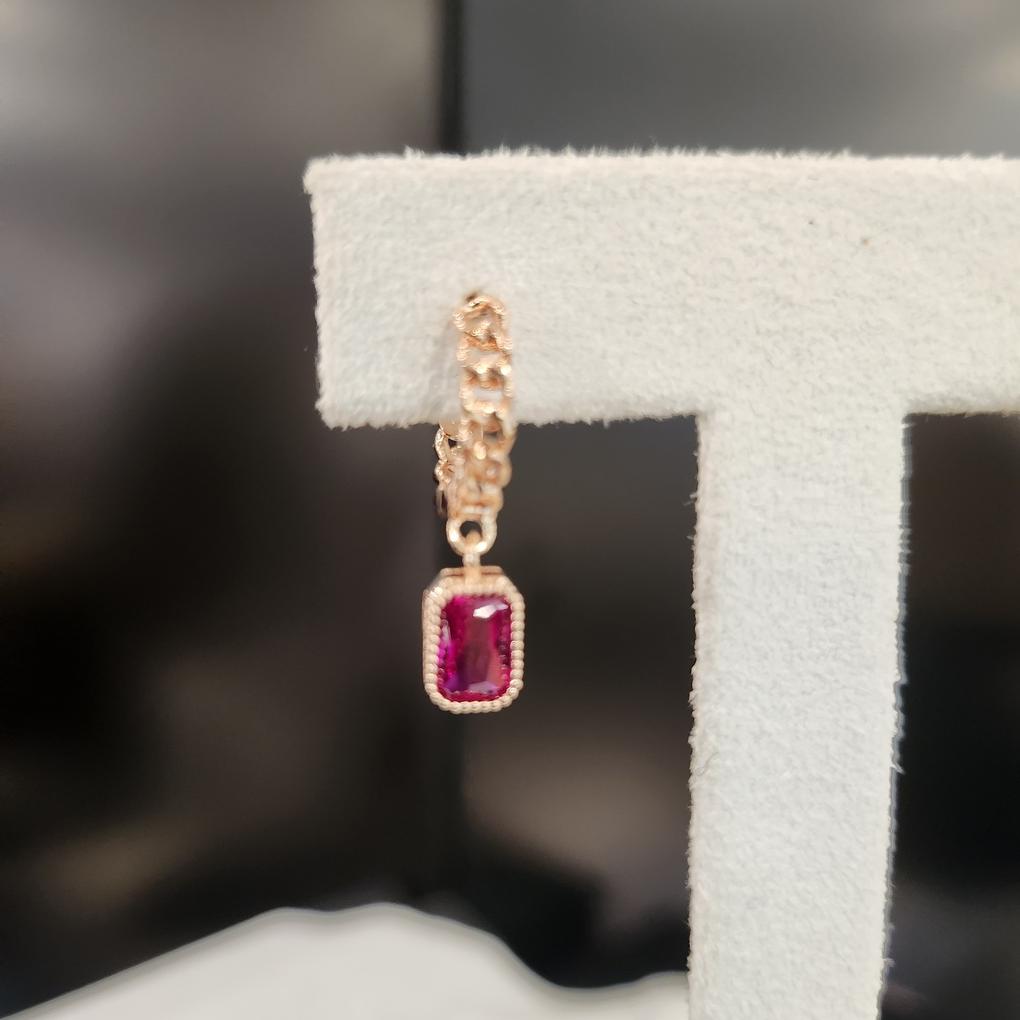 ARTRIA Ruby Simple E Mini Square Decorative Slim Earrings JTONERIN0010RBF