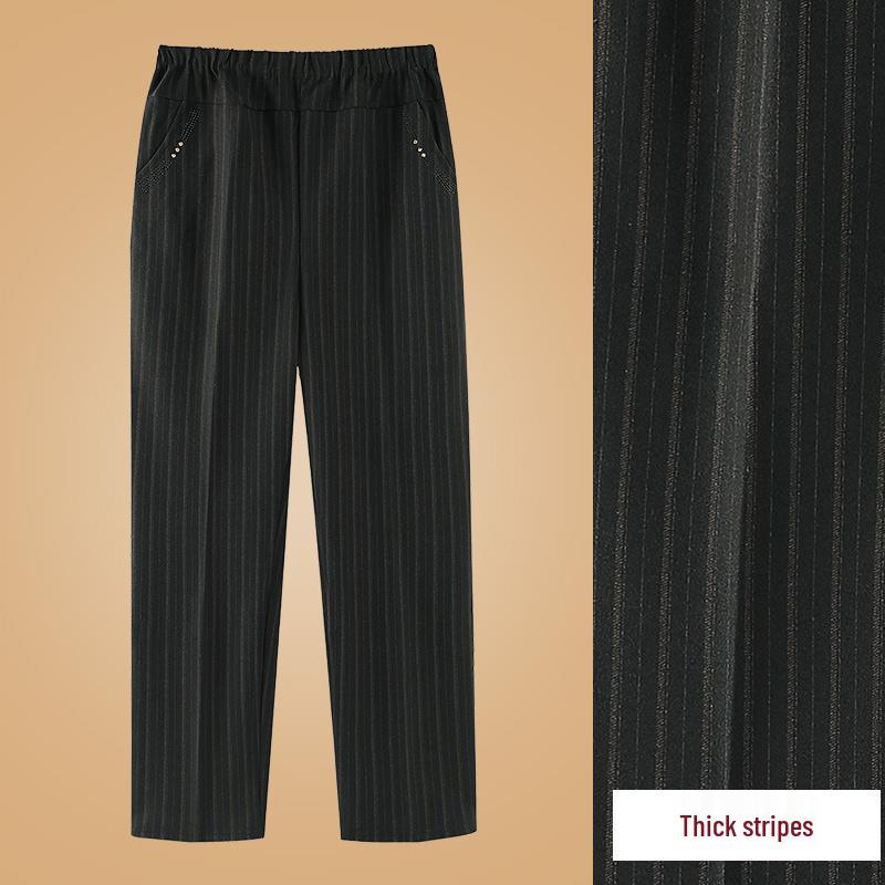 Women's Plus Size Warm Fleece-Lined Straight-Leg Pants for Autumn and Winter