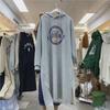 Korean-Style Winter Oversized Velvet Hooded Printed Knee-Length Dress for Women