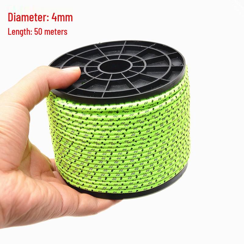Reflective Outdoor Canopy Tent Guy Ropes - 50m Length, 4mm Thick, Windproof for Camping and Beach