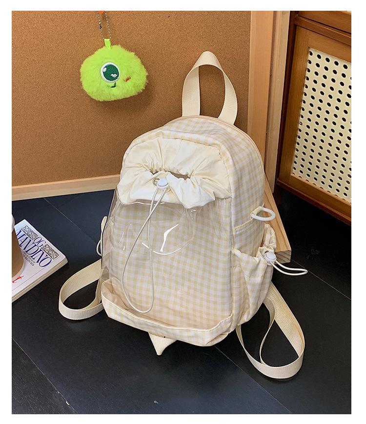 Japanese & Korean Jelly Versatile Plaid Double Shoulder Bag - Large Capacity for Students & Outdoor Use