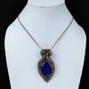 Lapislazuli-Edelstein, reiner Kupferdraht, umwickelt, handgefertigter Anhänger-Schmuck