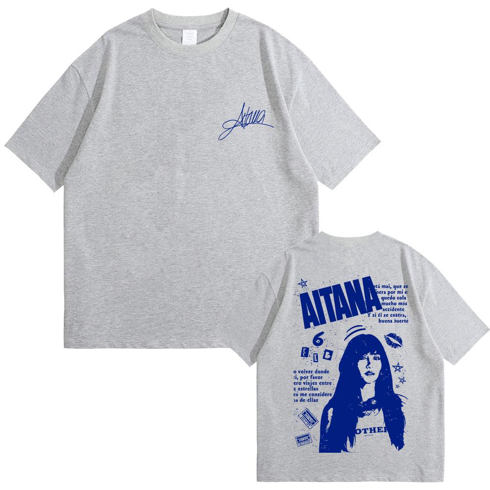 Singer Aitana Face Graphic T Shirt Fans Gift CUARTO AZUL World Tour 2026 Merch Tshirt Unisex Women Fashion Casual Cotton Tshirts