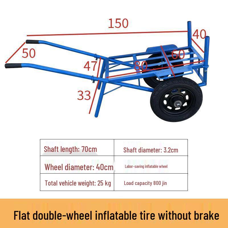 Dual-Wheel Agricultural Wheelbarrow - Small Handcart for Orchard, Construction, or Goods Transport