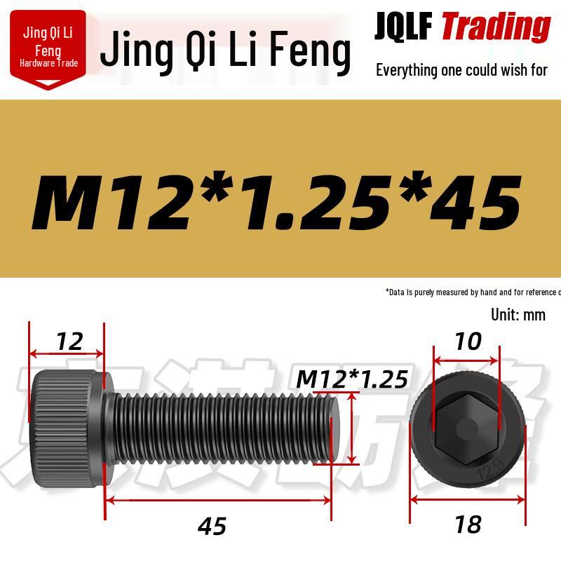 High-Strength Black Hex Socket Head Cap Screw, M8-M48, Fine Thread, Full Thread, Fine Pitch