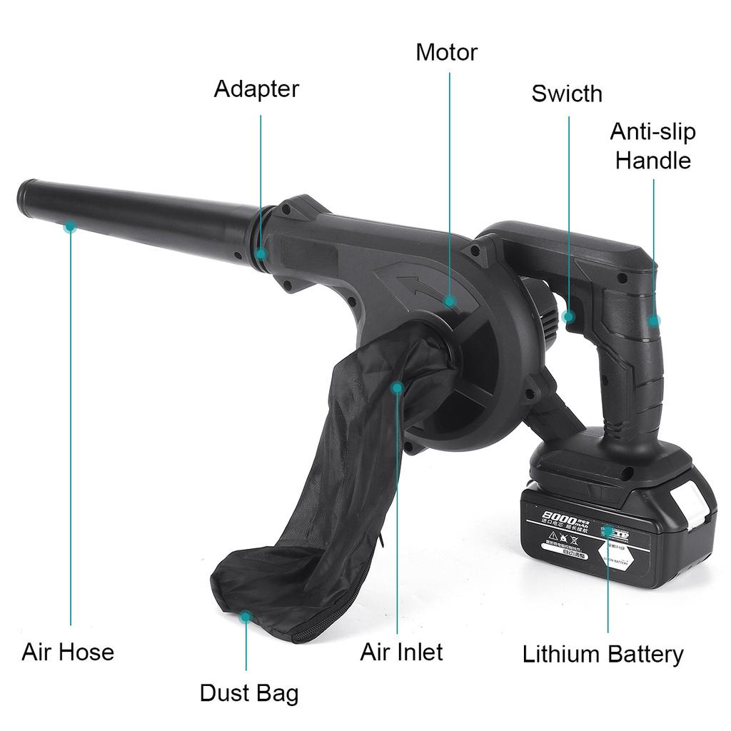 2 In 1 Cordless Electric Air Blower With 18V Battery Suction Handheld Leaf Computer Dust Collector Cleaner Power Tool