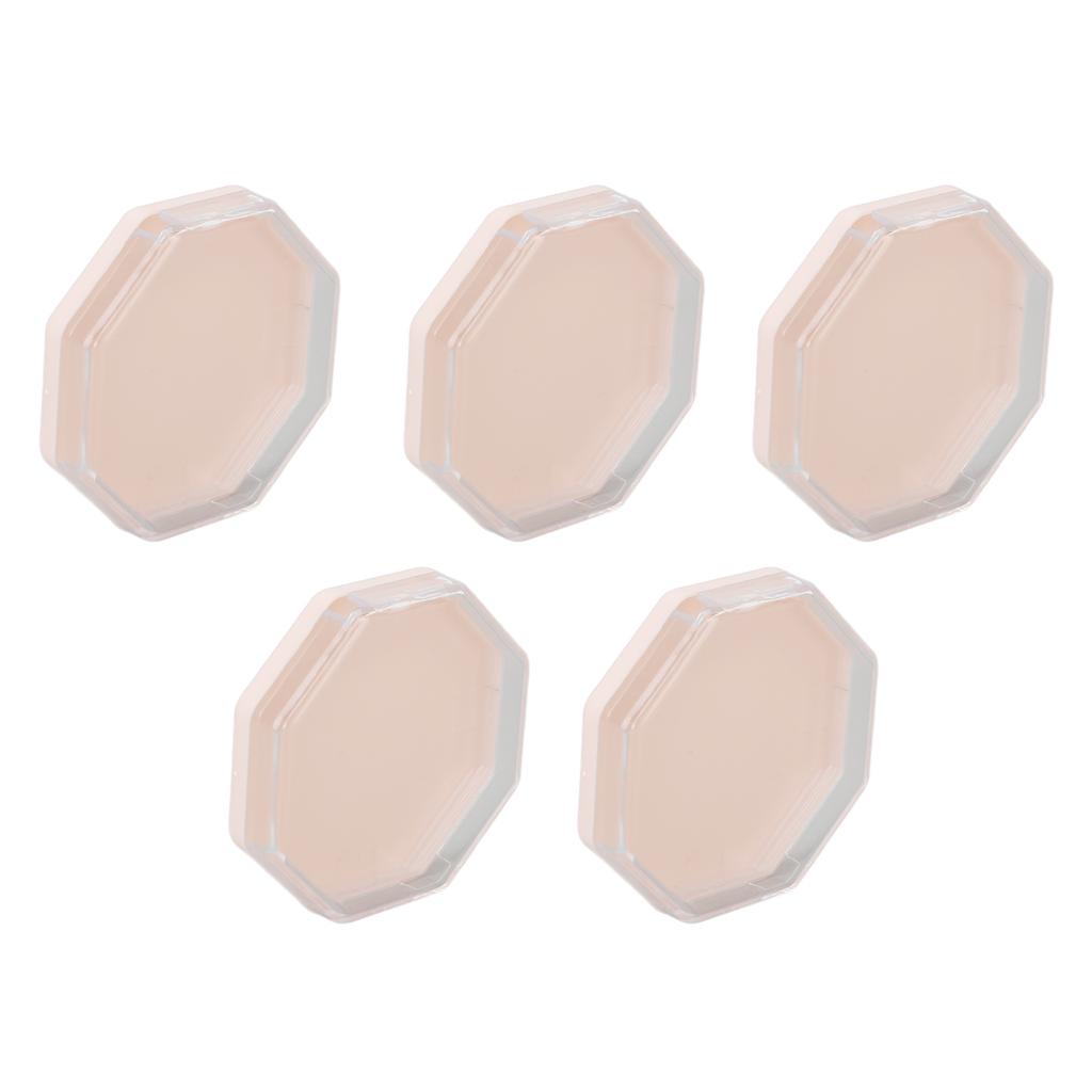 5 Stück Puderquasten Aufbewahrungsbox Rosa Tragbar Achteckig Make-up Puderquasten Behälter Etui für Perlen Nagelspitzen