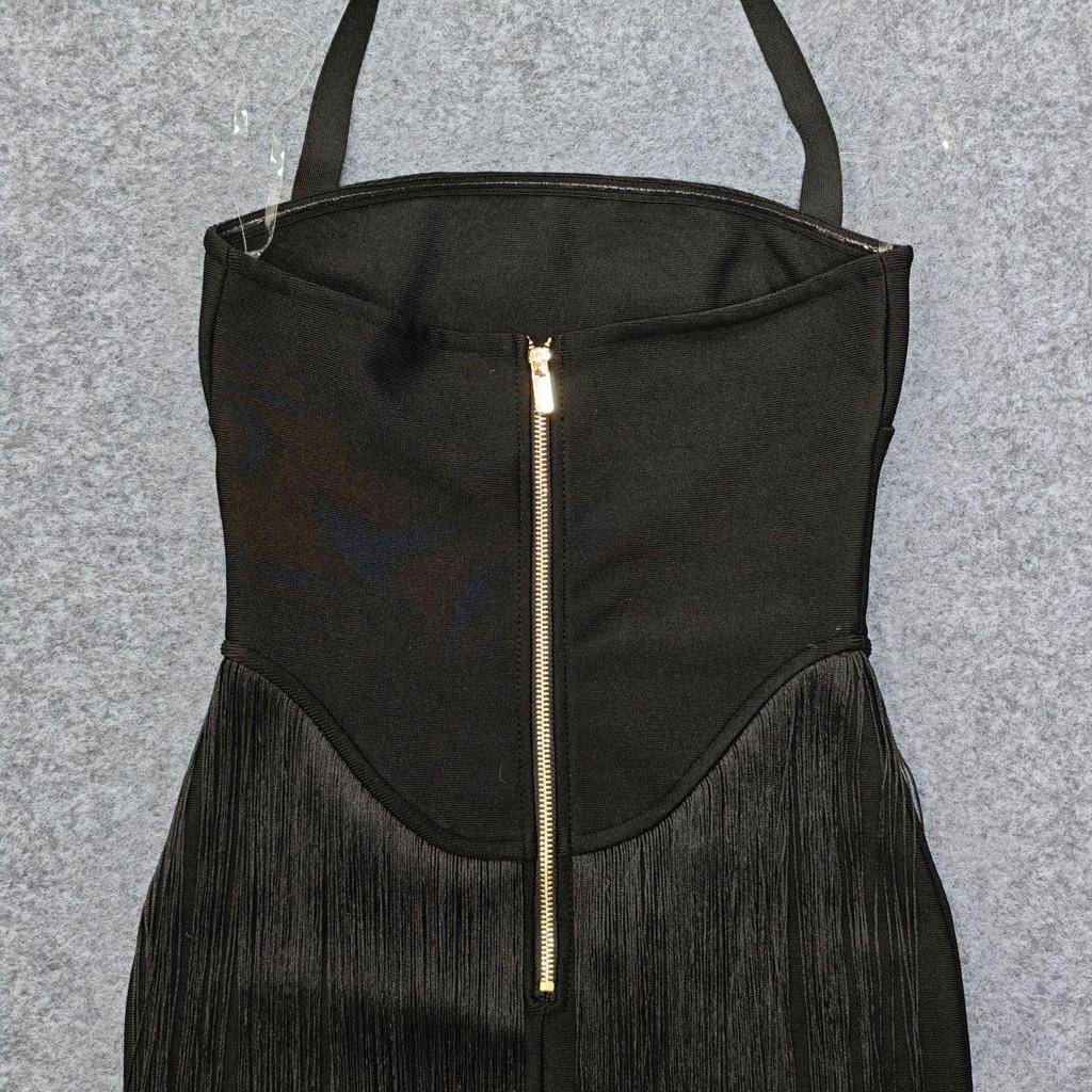 European & American Tassel Halterneck Bodycon Bandage Dress