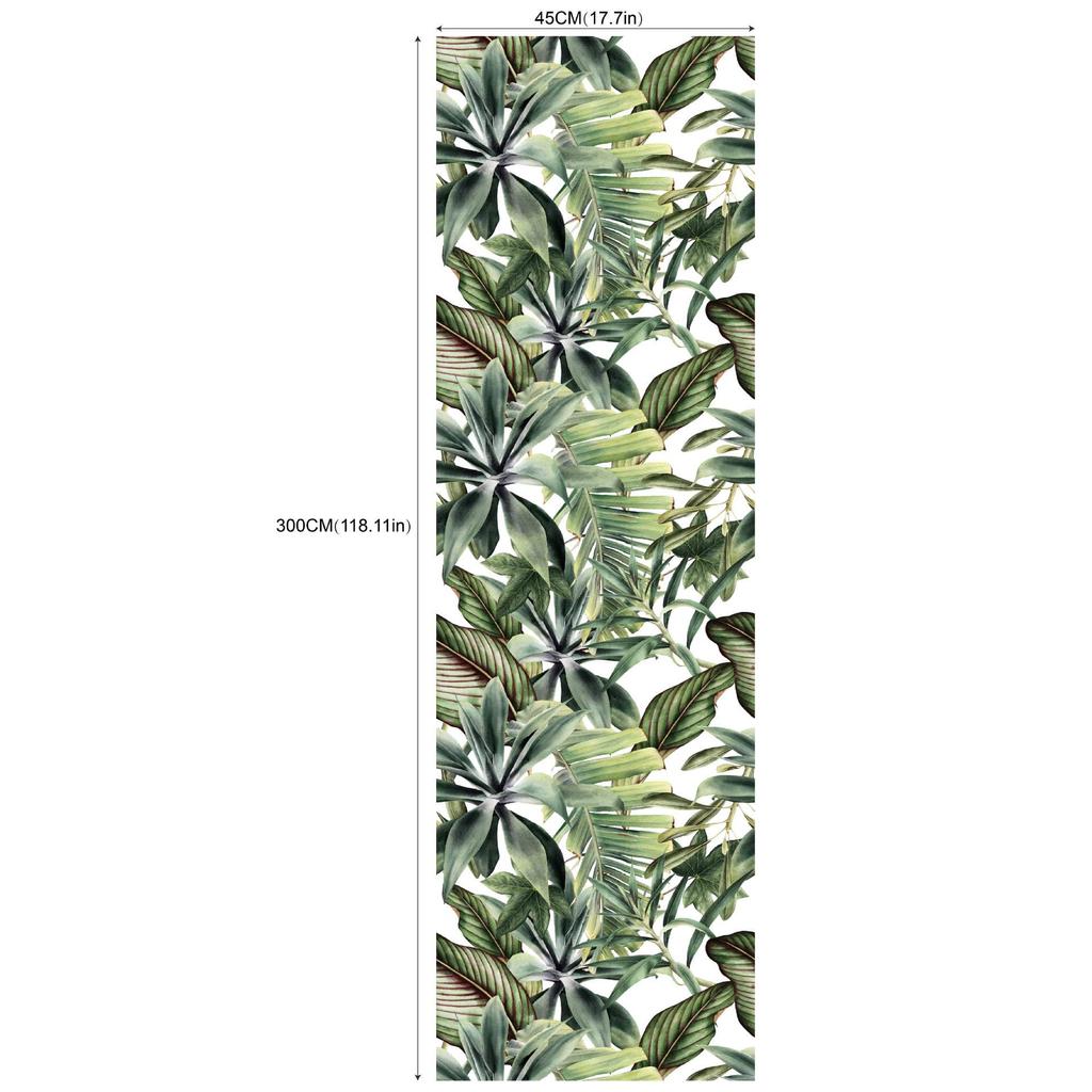 Removable Seamless Self-Adhesive Wallpaper for Living Room Background (Green Plants and Flowers)