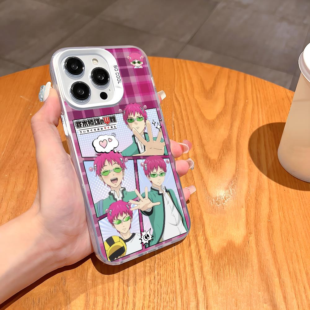 Anime S-Saiki Kusuo Phone Case For iPhone 16 15 14 13 12 11 Pro Max White Matte Laser Metallic Aurora Funda