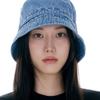 LUOESPAC Overfit Washed Denim Line Bucket Hat (Light Denim)